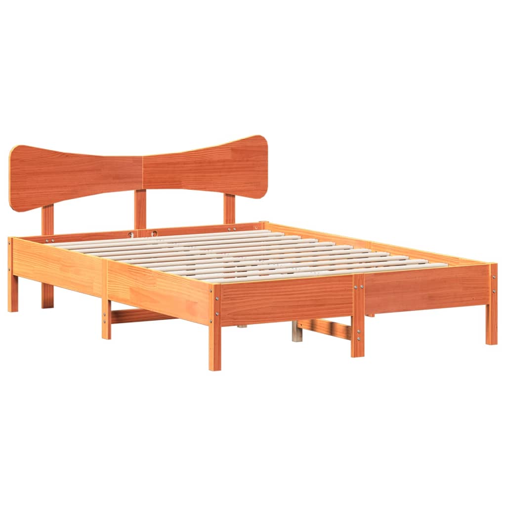 Solid Wood Bed Without Mattress Wax Brown 150x200 cm Pine Wood