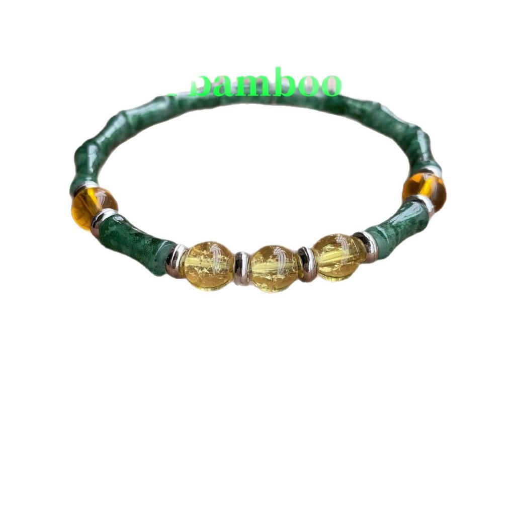 Bambusarmband mit Grünem Aventurin - Handgefertigt und Elastisch
