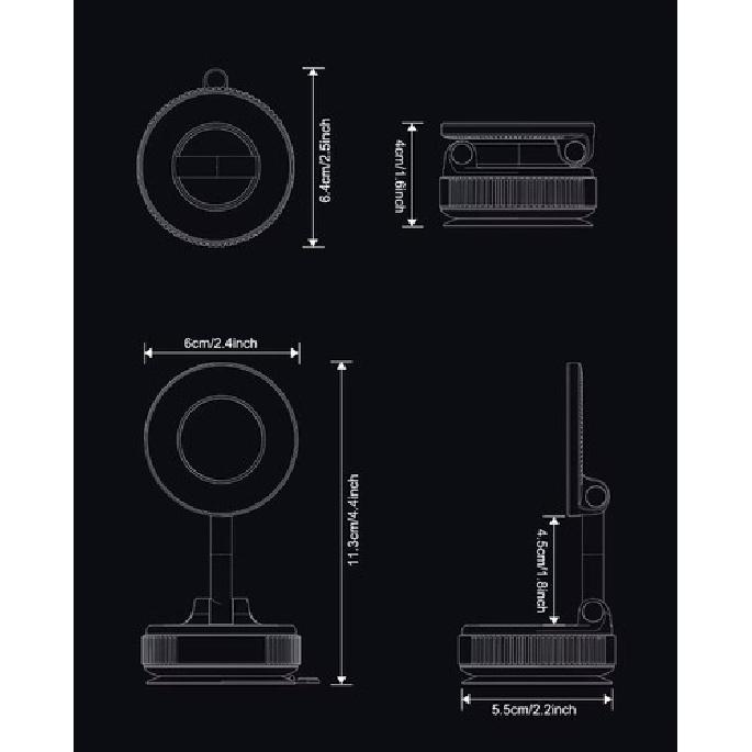 “Magnetic Car Phone Holder 360° Rotation Suction Cup Dashboard Windshield Mount”