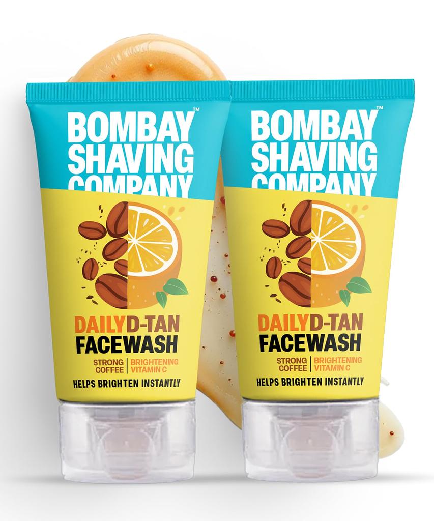 Bombay Shaving Company Daily Detan Face Wash Combo (2 X 100g) | Coffee & Vitamin C | Tan Removal & Brightening | Removes Sun Tan, Dirt & Pollution