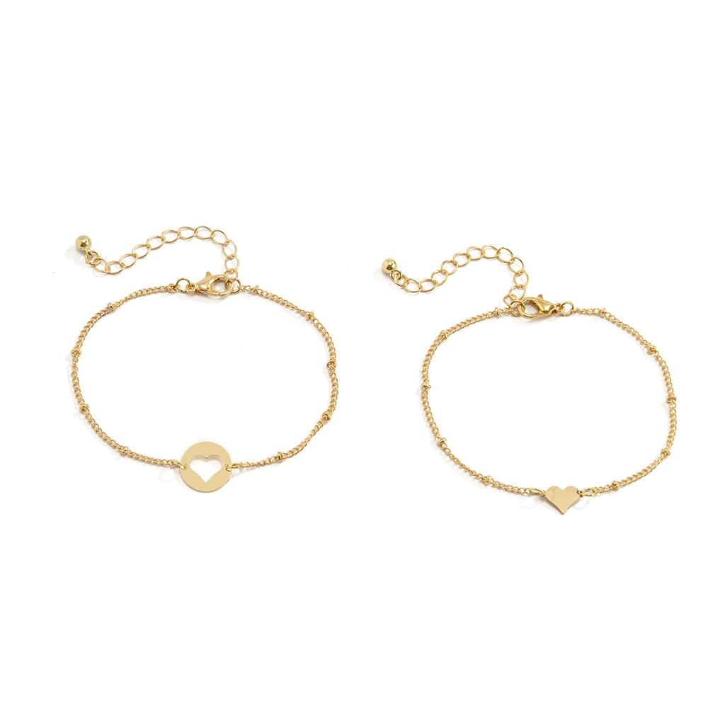 Hip-Hop Simple Personality Heart-Shaped Butterfly Bracelet Female, Retro Star-Shaped Metal Copper Bead Chain Jewelry