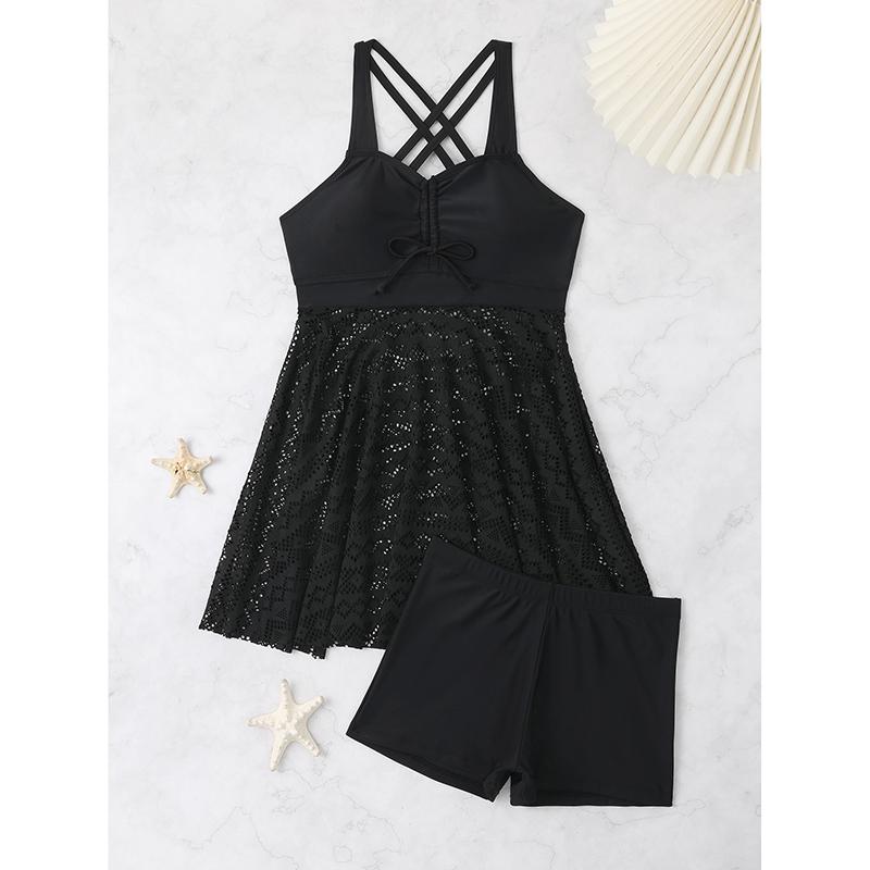 2025 2 Pieces Tankini & Beach Skirt Swimsuit Women Solid Sexy Swimwear Female Bathers Bathing Swimming Suit Summer Beachwear