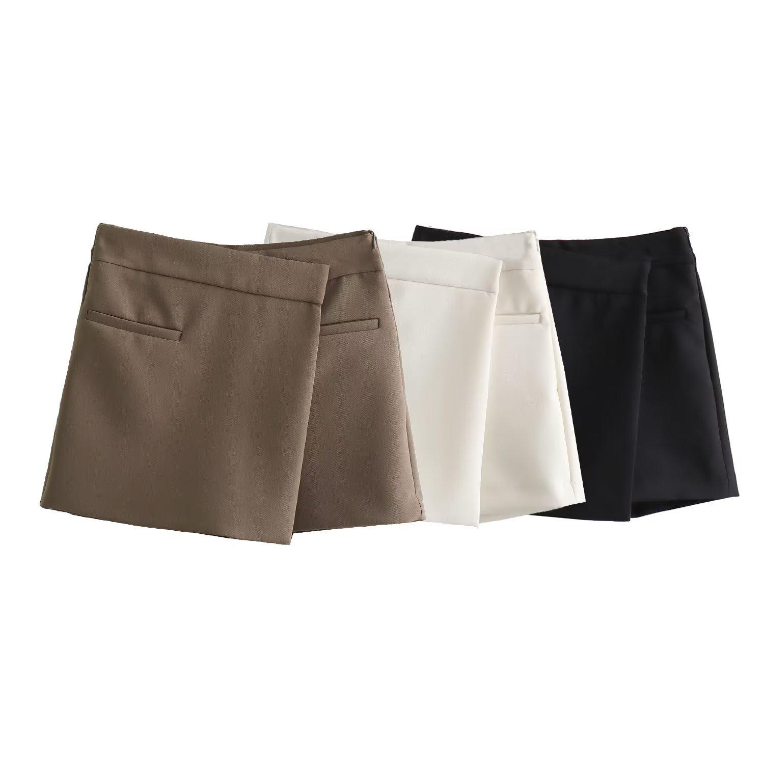 Jupe-pantalon asymétrique décontractée tricolore pour femmes européennes et américaines, automne 2023 Large blanc