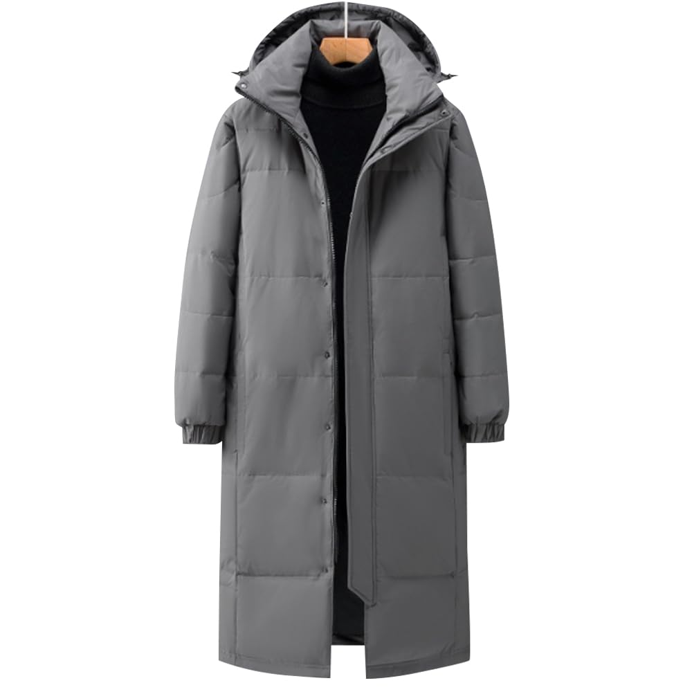 Aaronlive Down Long Winter Plus Size Down Outdoor Size 2XL Men's Coat, Coat, Clothing, Jacket, Padded, Hooded, Thick, Warm, Water-Repellent,