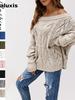 Herfst/Winter Opaque Wijde Schouder Los Gebreide Trui Ronde Hals Effen Kleur Dames Pullover