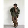 Unisex Neutral Maillard Coffee Stripe Cotton Puffer Jacket