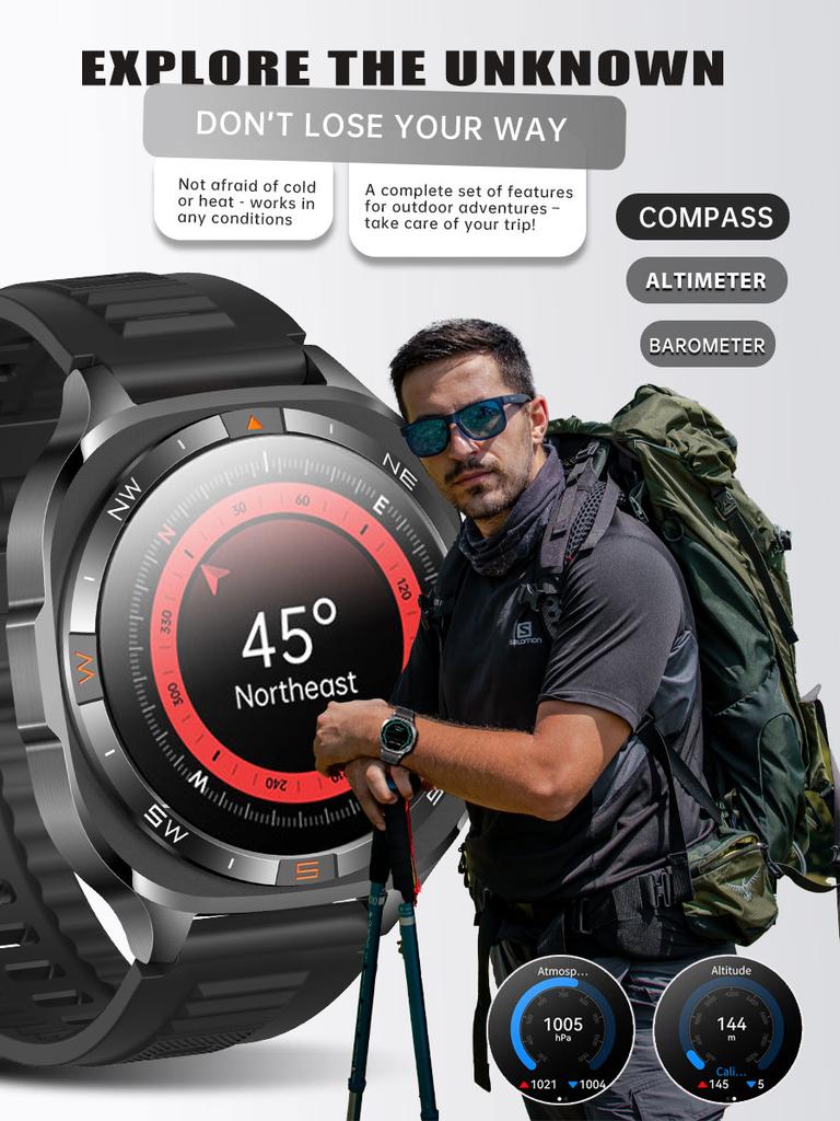 SACOSDING Men's GPS Smart Watch Built-in GPS Compass Altitude BP DIY Video Album GPS Sports Watch For Android IOS