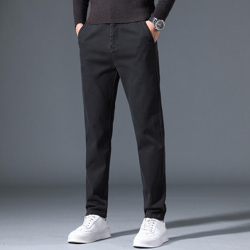 2026 Spring/Autumn New Casual Pants For Men, Straight Leg Slim Fit Elastic Work Pants, Autumn/Winter Men S Pants 28 чёрный