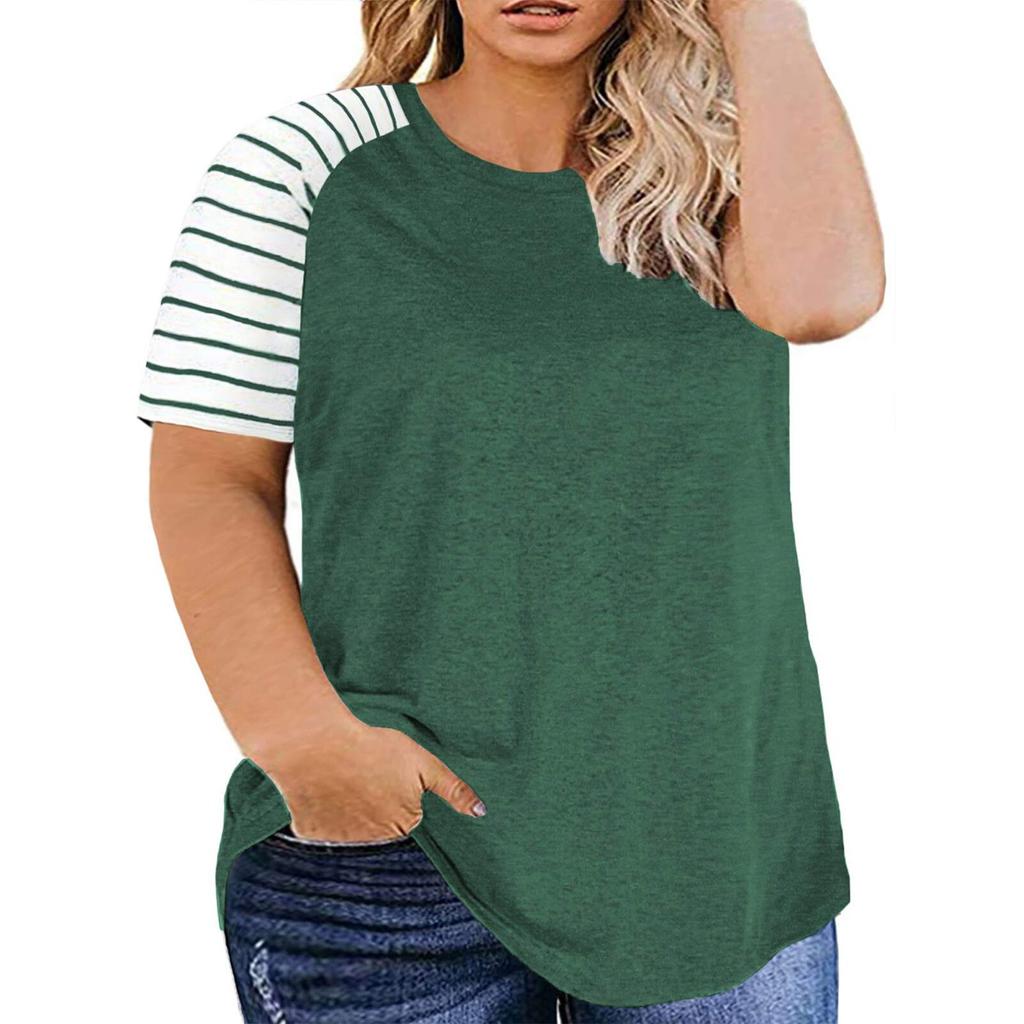 Women Plus Size Short Sleeve T‑Shirt Crew Neck Loose Fit Casual Summer Tops For XL‑4XL