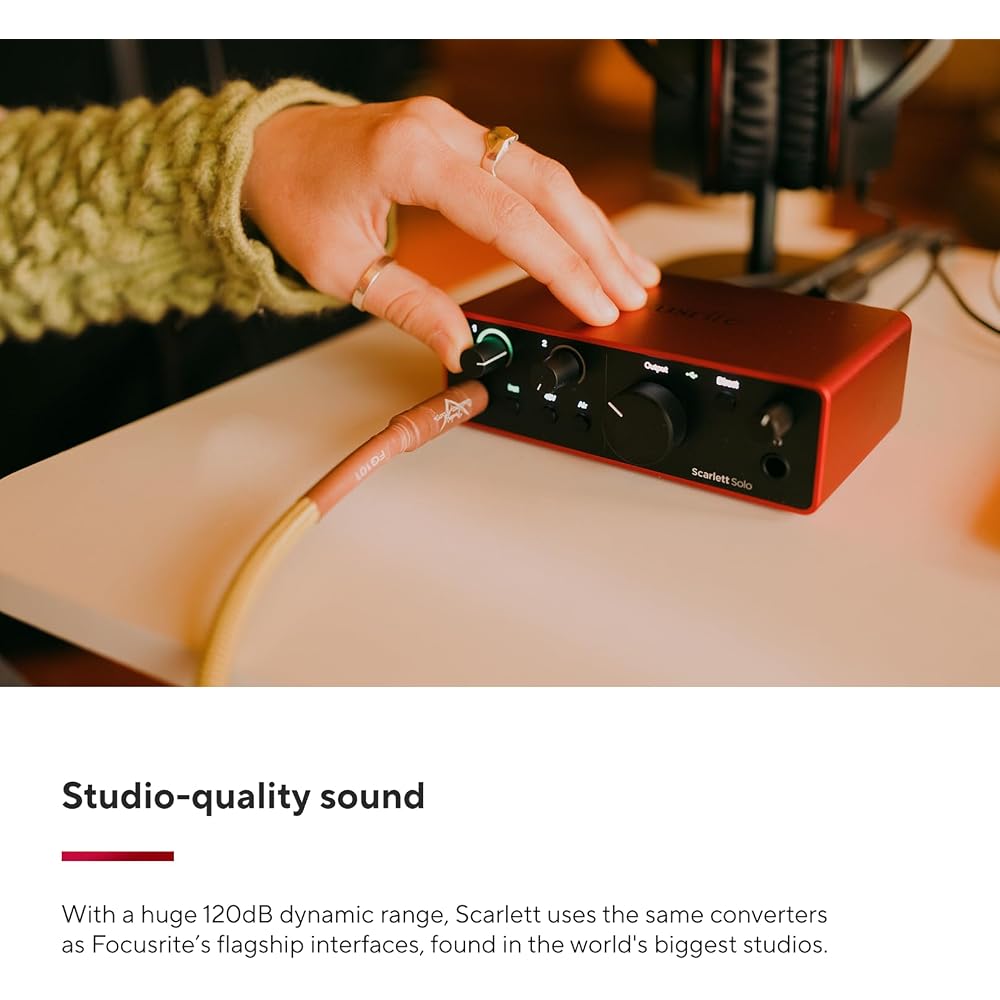 Focusrite Scarlett Solo 4th Generation USB Audio Interface for Guitarists, Vocalists, and Produce...