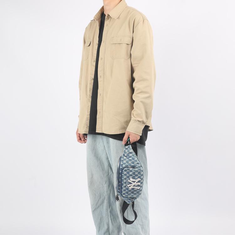 New MLB Monogram Collection Cotton Crossbody Bag, Fanny Pack Unisex Denim Blue 32BGCD011-50U