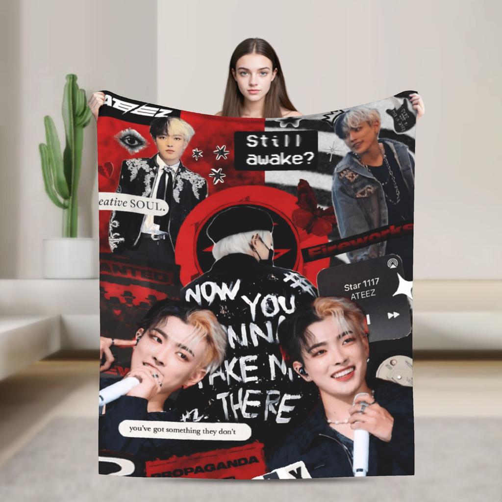 Weiche Decken Dekorative Mingi Ateez Coole Überwurfdecke Flanell Bettdecke Für Sofa Bett Decke Mit Aufdruck Sofa Bettbezug