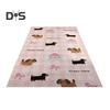 Bathroom Floor Mat Cartoon Puppy Printing Hollow Out Non-slip Rubber Backing Catch Hair Cuttable Quick Drainage Shower Mat for Living Room Balcony