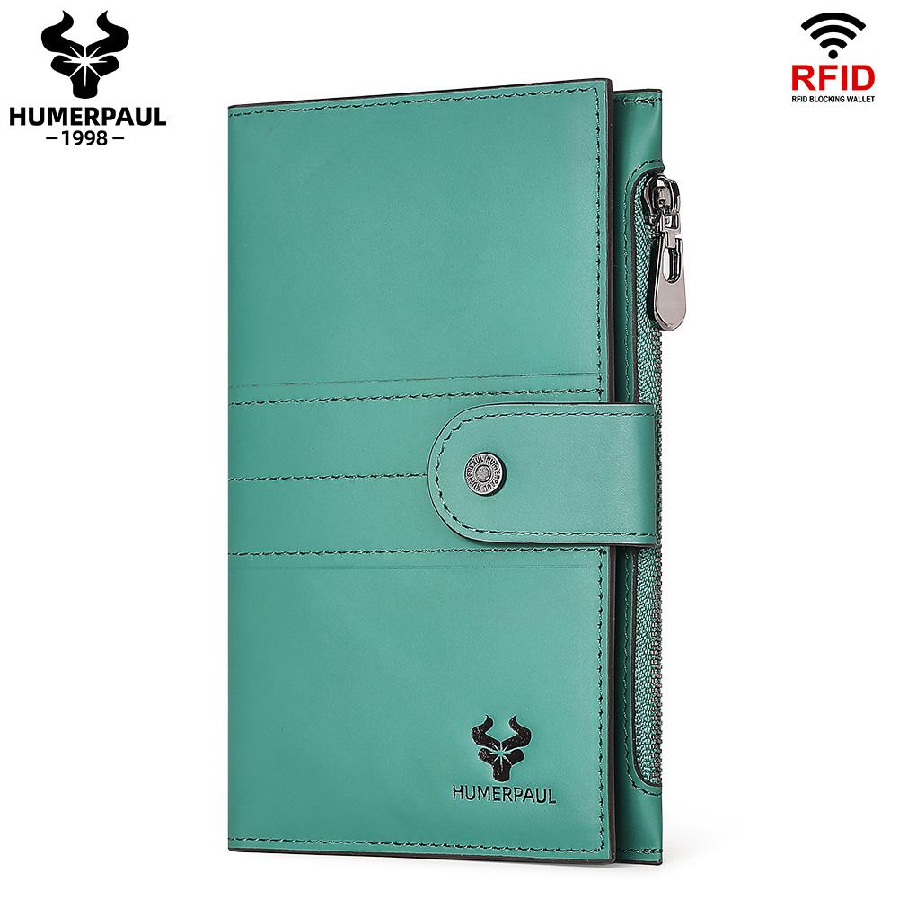 Humerpaul Ladies Leather Wallet Large-capacity Wallet Multi-function Coin Purse First Layer Cowhide Wallet Passport Holder Travel Card Holder