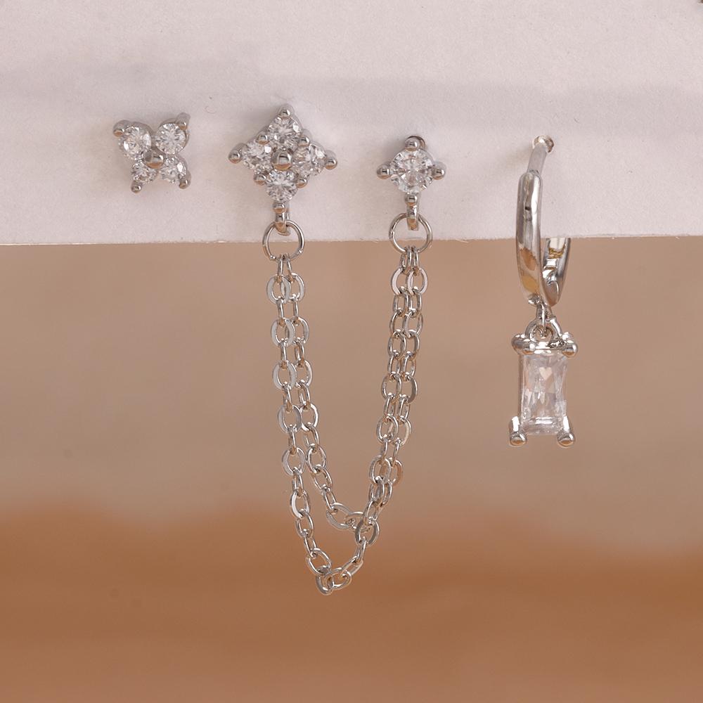 

3 шт. Изысканный набор серег-пуссет из нержавеющей стали с 12 знаками зодиака и камнями-талисманами для женщин, серьги для пирсинга хряща, модная бижутерия серебряный