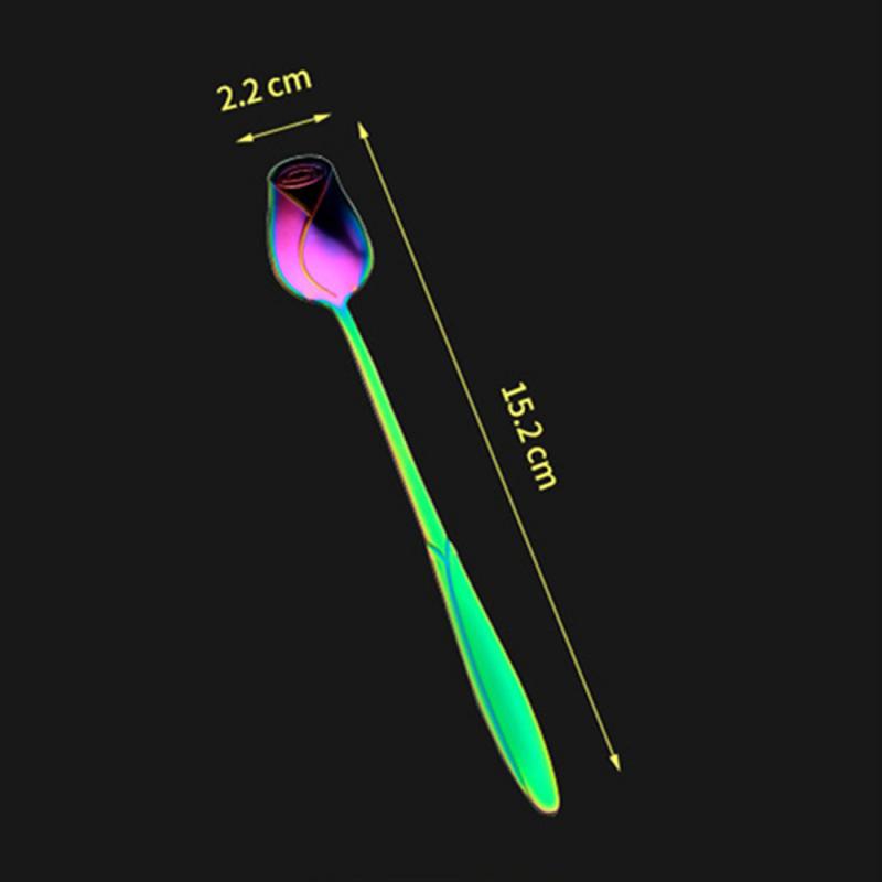 Small Teaspoon Colorful Stainless Steel Spoon Tea Spoon Long Handle Dessert Spoon Creative Coffee Spoon