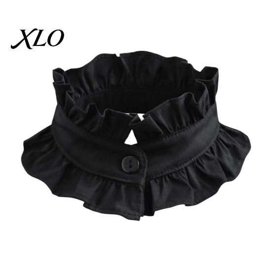 Retro Princess Style Collar French Ruffled Fake for Women, Detachable with Collared Accessory Women Button, Cotton Pleated Dickey Cuffs Sweaters