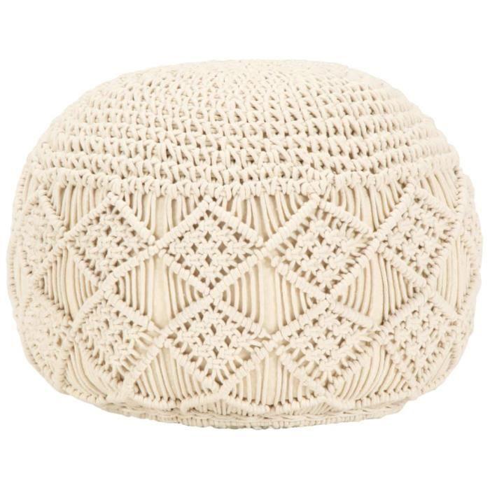 VidaXL Pouf fait à la main en macramé 45 x 30 cm Coton