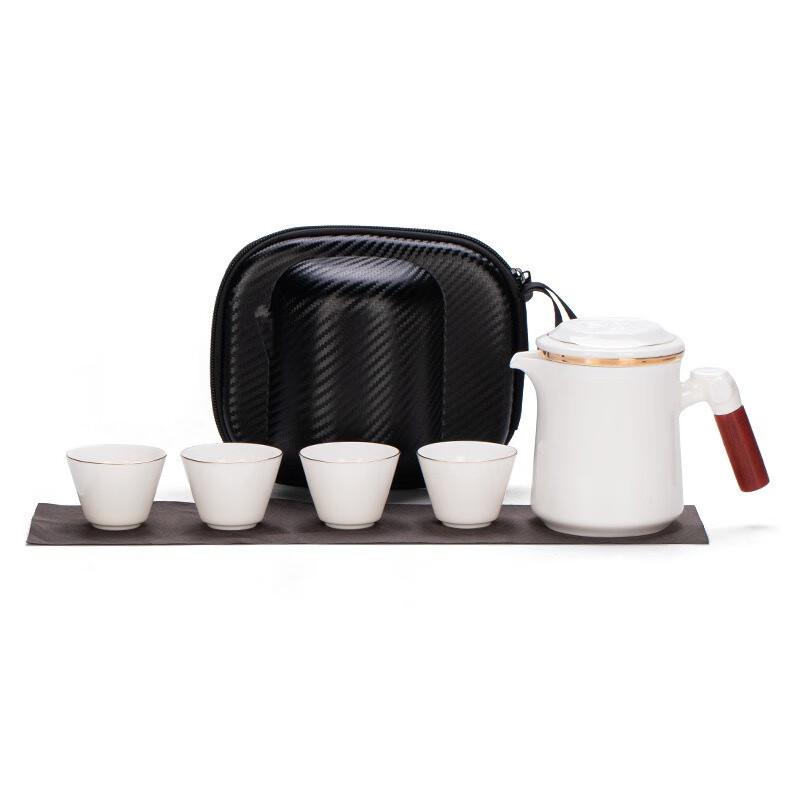 Sheep Fat Jade Portable Ceramic Travel Tea Set
