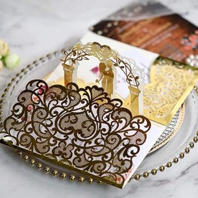 10 Pack 3D Wedding Invitations Anniversary Pop Up Cards with Unique Bride & Groom Holding Hand Design for Bride and Groom In Wedding Party