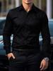Trendy Men's Long-sleeve Geometric Pattern Shirt, Ideal for Work or Daily Looks.