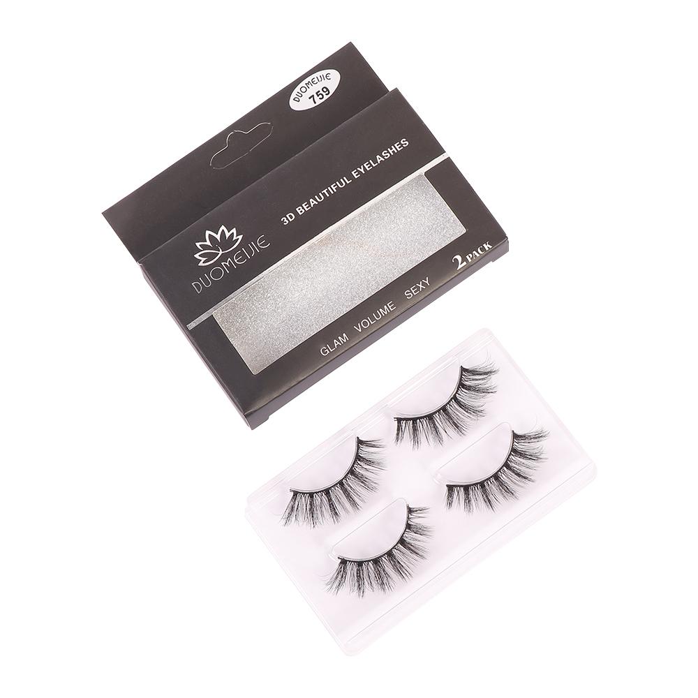 2 Pairs Black Thick Natural Extension Fake Eye Lashes Long False Eyelashes Volume