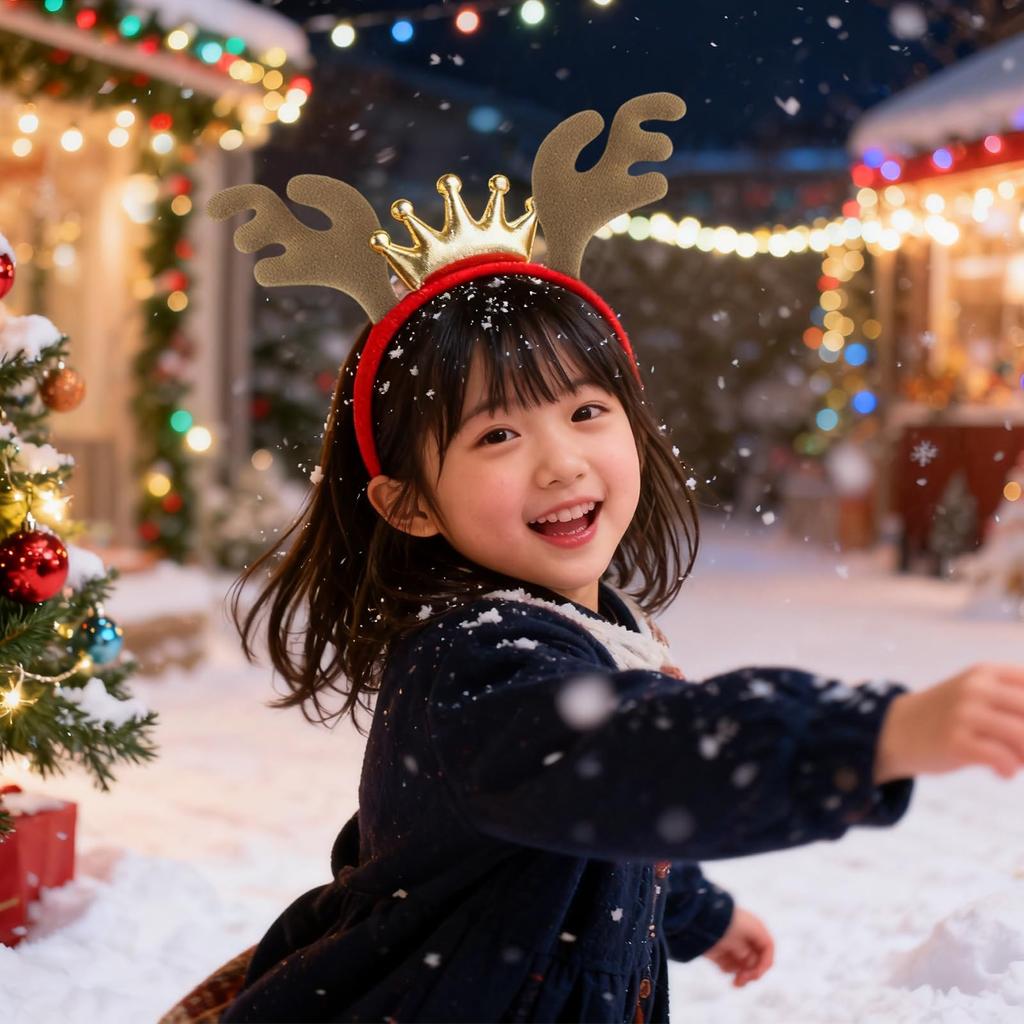 Joyesplay Christmas Headbands for Kids, Reindeer and Deer Ears, Cute and Fluffy Hair Accessories for a Christmassy Christmas Photo Prop or Party Gift