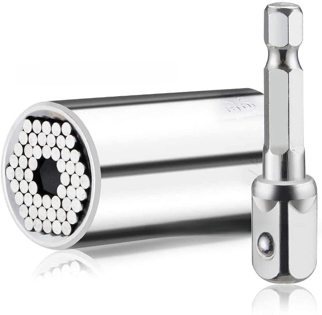 Universal Socket Wrench Set with Metric and Imperial Sockets, Chrome Vanadium Steel, 7-19mm