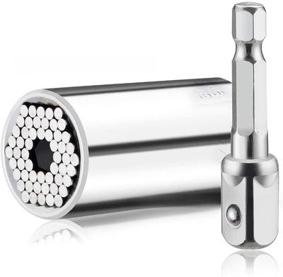 Universal Socket Wrench Set with Metric and Imperial Sockets, Chrome Vanadium Steel, 7-19mm