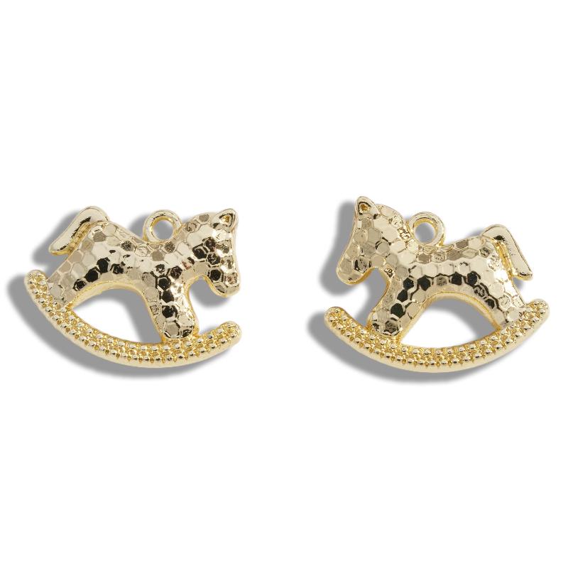 5Pcs 15*17Mm Zinc Alloy Electroplated Rocking Horse Pendant Charms For Diy Necklace Bracelet Earrings Jewelry Accessories Making