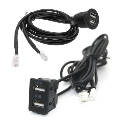 4 6 Pin Dual USB Dashboard Mount Panel Extension Shielded Truck Motorcycle Cable Head Car Player Unit Adapter Android Radio A3S9