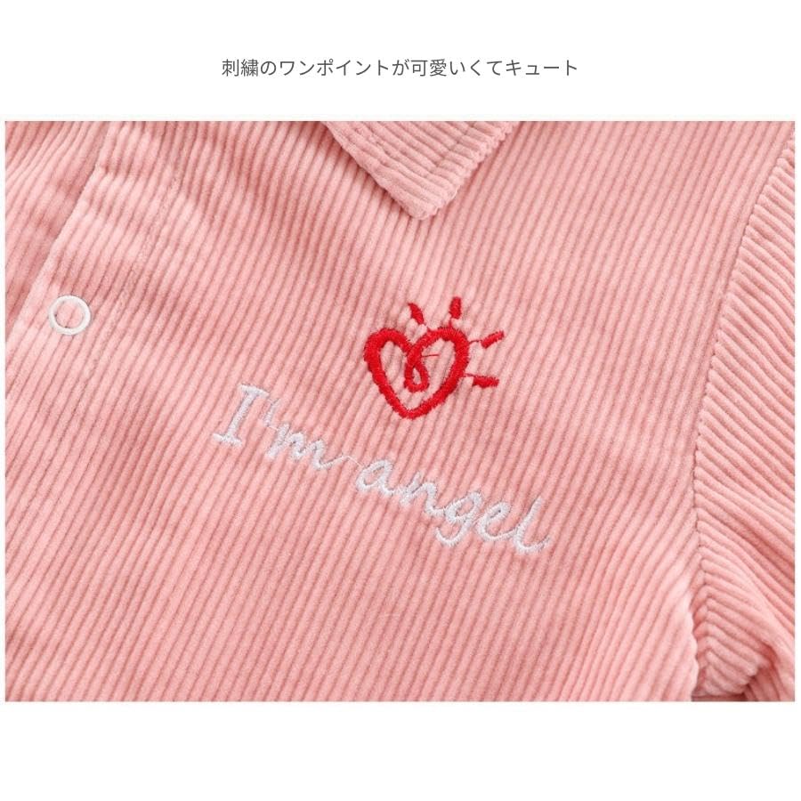 Soft Corduroy Angel Pattern Romper Jumpsuit Korean Clothing Fashionable Infant Kids Baby Clothing 60cm 70cm 80cm 90cm [EnDast] Children's (66, Pink)