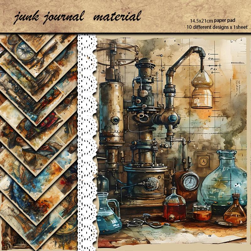 Retro Paper Journal with Experimental Patterns - 10 Sheets