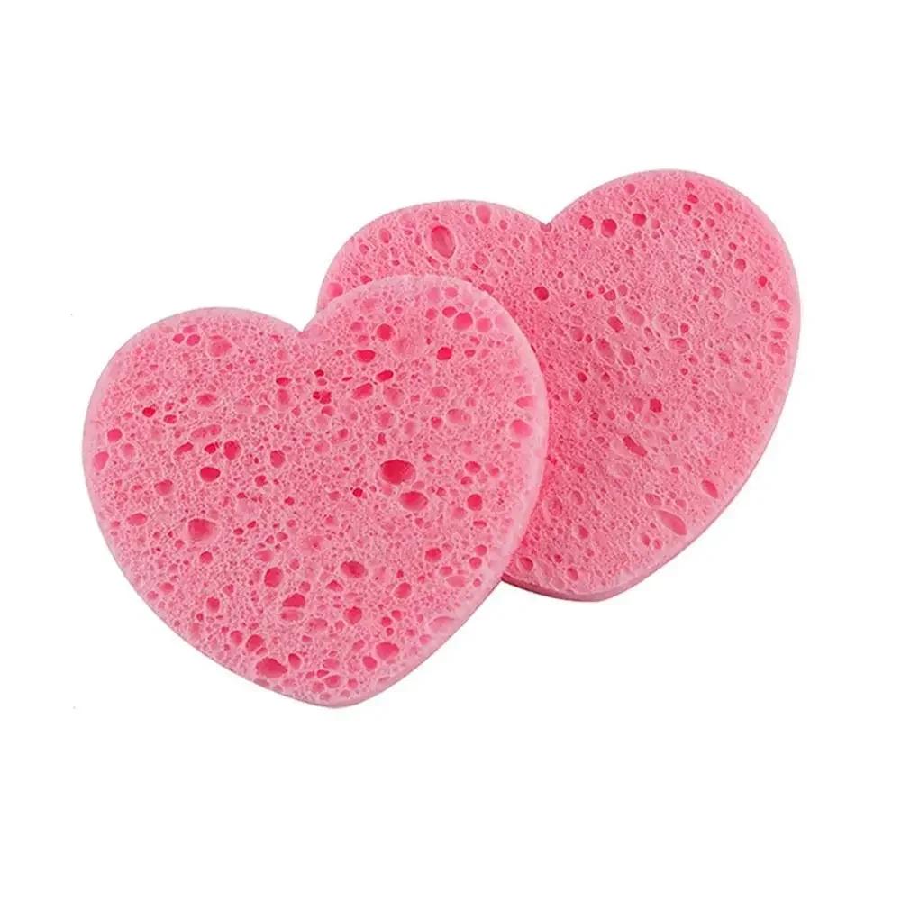 10PCS Makeup Removal Sponge Heart Shaped Cellulose Sponge Cotton Face Washing Cleansing Sponge Cosmetic Puff