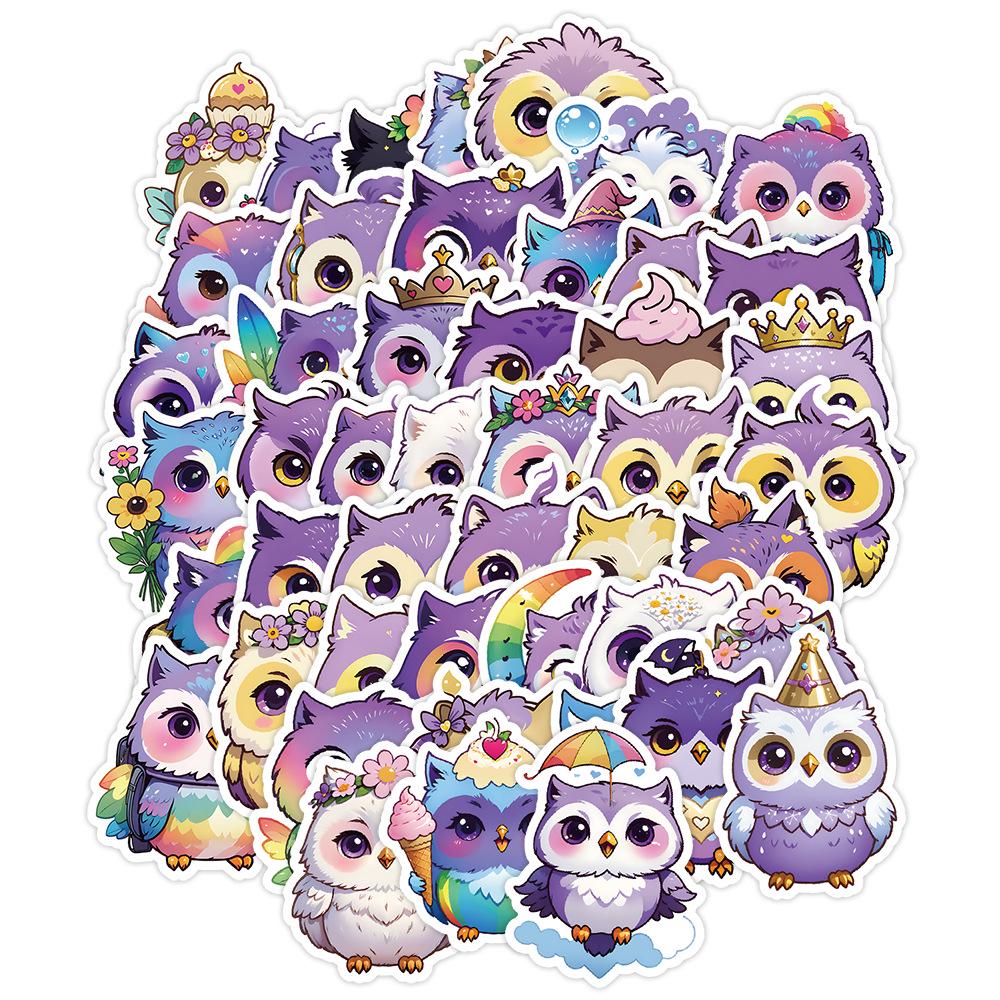 50PCS Cute Owl Graffiti Waterproof Stickers for Water Bottles and Luggage