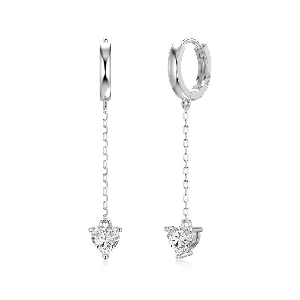 

European Heart Tassel S925 Sterling Silver Earrings for Women - Exquisite Design, Lightweight Luxury Ear Jewelry. 925 Sterling Silver