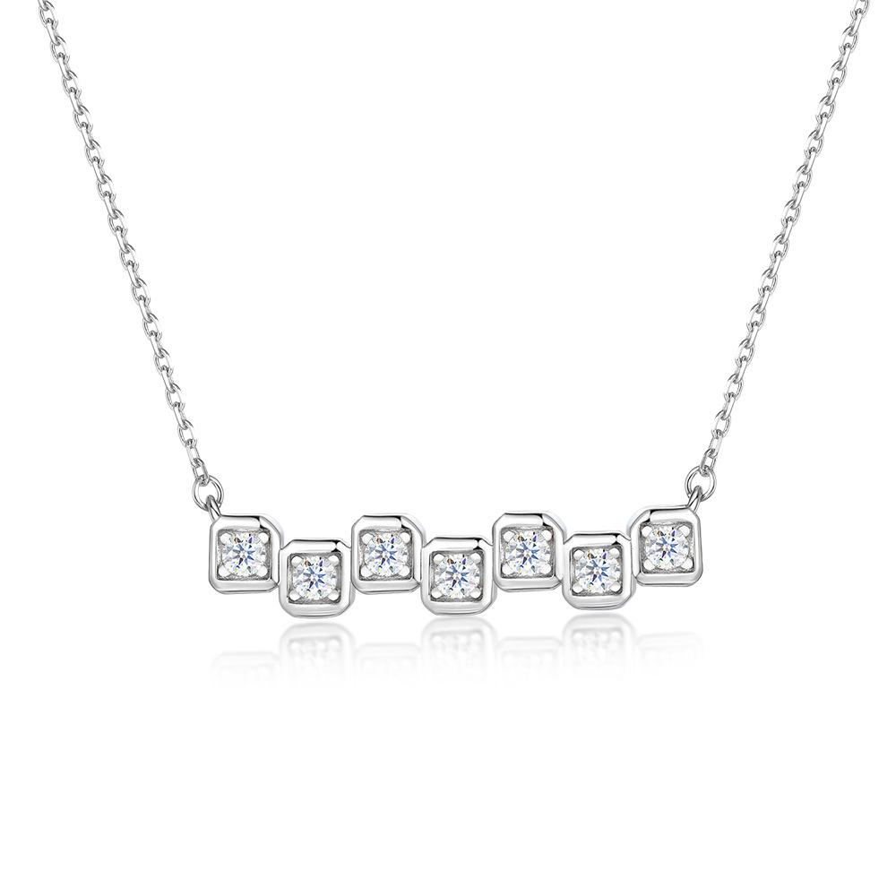 

925 Silver Necklace Women s Niche Design Personalized Square Chain Pendant Sterling Silver Clavicle Chain Versatile INS 925 silver платиновий