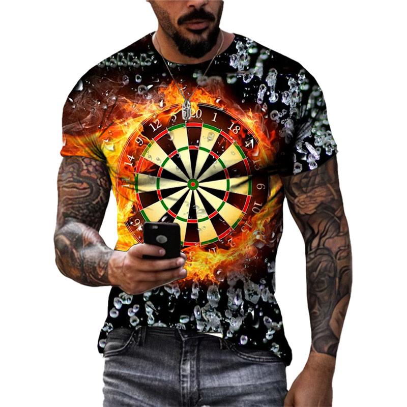 ETST 05 Nieuwe Zomer Mode Darts Grafische T-shirts Trend Heren Casual 3D Print Nieuw Interessant Patroon T-shirts Ronde Hals Korte Mouw Tops XL