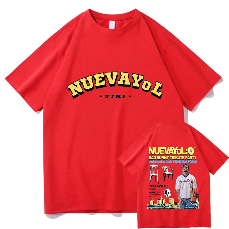 

BAD BUNNY NUEVAYoL T-shirts Short Sleeve Cotton Male Tshirts Summer Loose Hip Hop Streetwear Unisex Casual Men Graphic T Shirts S