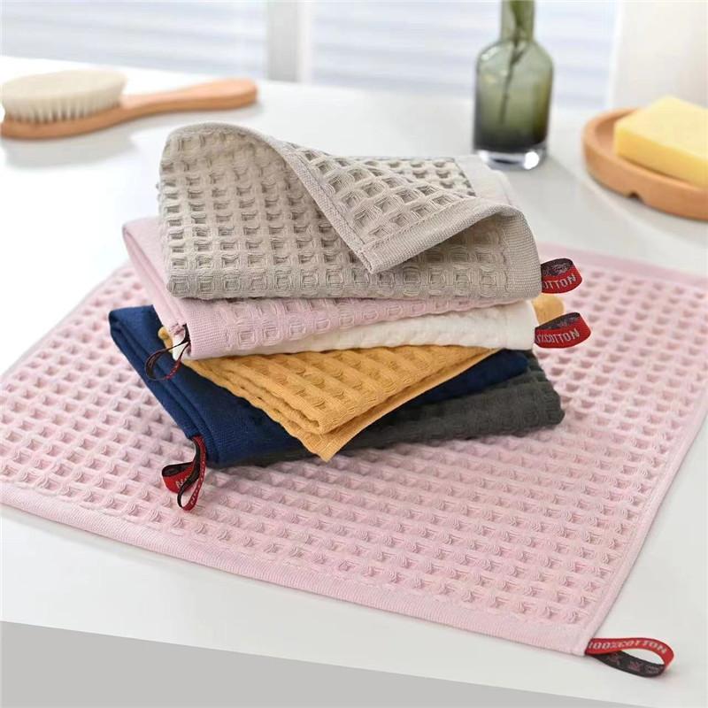 1Pc 35x35cm Waffle Solid Color Cotton Soft Absorbent Children Adult Family Bathroom Face Towel Home Life
