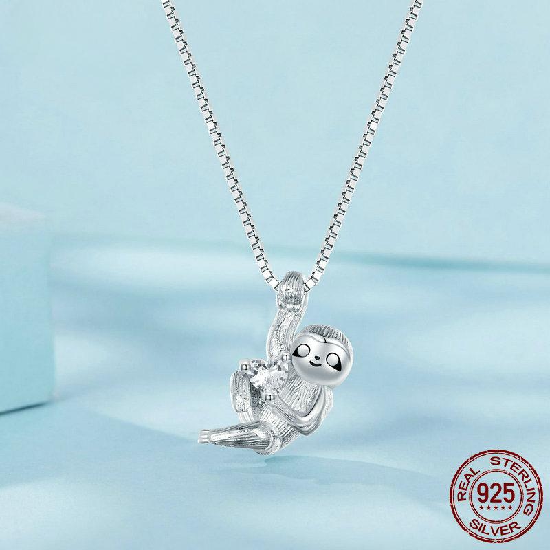 Halskette mit Faultier-Anhänger aus S925er Sterlingsilber, Tier-Halskette für Frauen, Geburtstagsgeschenk, edler Schmuck