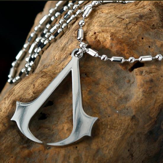 Erkek Assassin's Creed Altair Oyun Logosu Çelik Cosplay Zincir Kolye Kolye