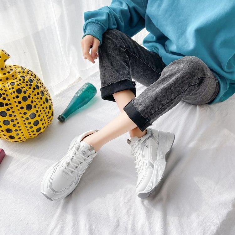 Women Chunky Sneakers   Fashion Platform Sneakers Ladies  Wedges Casual Shoes For Woman Leather Sports Dad Shoes