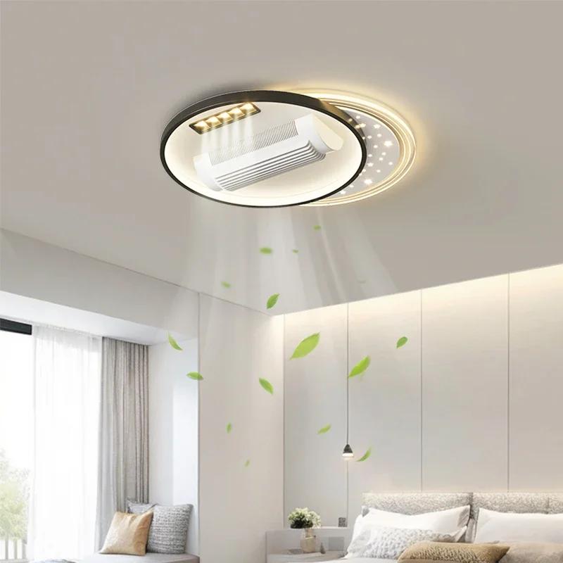 Square Round Leaf Less Fan Light Full Spectrum LED Bright Eye Protection Ceiling Light 180 Degree Blowing Cool and Silent