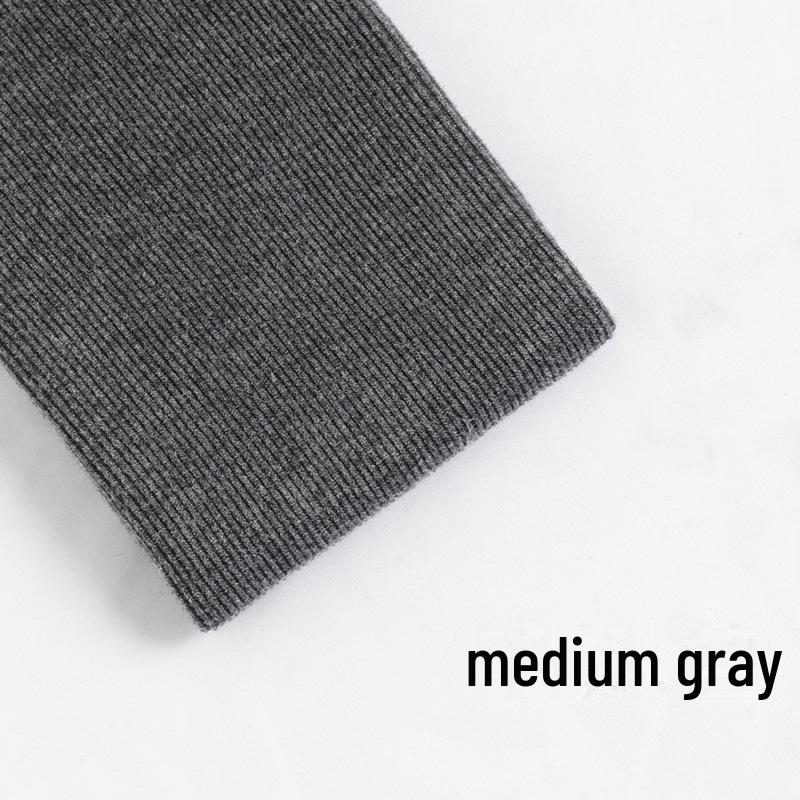 Women's Gray Warm Cotton Velvet-Lined Slim Leggings for Fall/Winter 2025