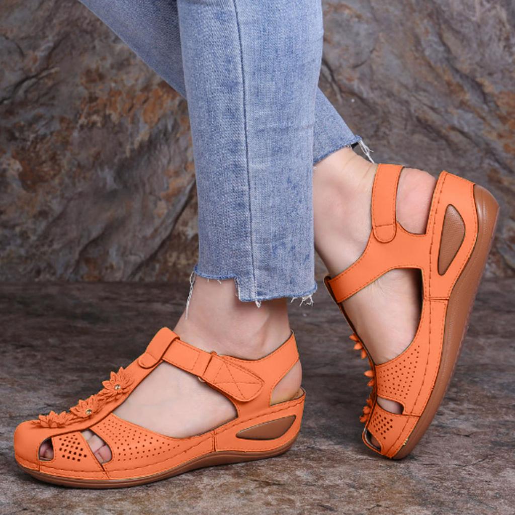 Casual Shoes For Women Slip On Wide Width Thick Soled Ladies Sandals Fashionable Flower Decoration Two Types Zapatos Para Mujer