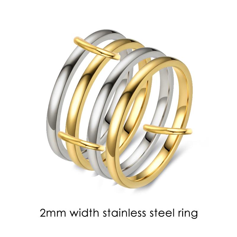 

Trendy Four-pieces Stack Rings Kit For Women Double Color Stainless Steel Spinelli Ring Designer T Show Cocktail Accessories 11