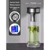 WANXIANG Double-Layer Heat-Resistant Glass Travel Mug with Lid and Filter