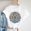 Basic Women's Short Sleeved Flower Patterned Watercolor Printed T-Shirt Round Neck Summer Top 90s Casual Trend White T-Shirt