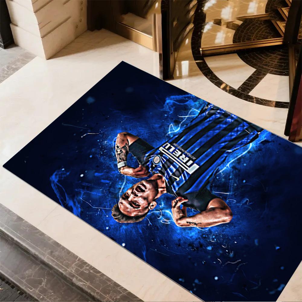 Argentina Football Player Pose Floor Mat Design for Foyer Study room Hallway Playrooms Anti-slip Rug Anime Office Decor